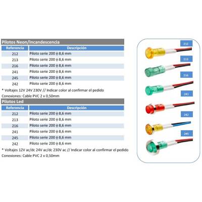 PILOTO DE LED AMBAR 12V 245 C
